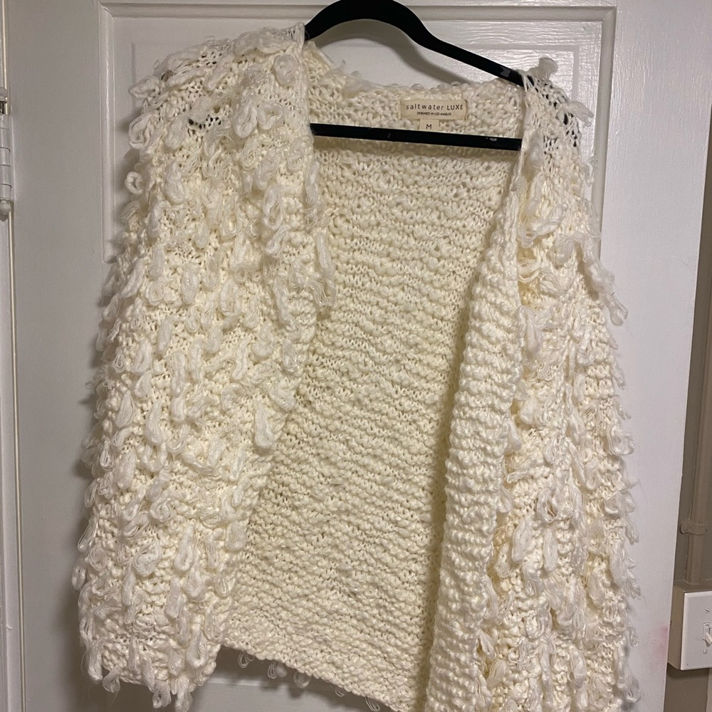 Fluffy White Bell Sleeve Sweater